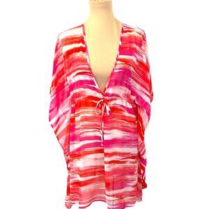 Chico’s Swim Coverup Size S/M Lovely Lesley Poncho Pink